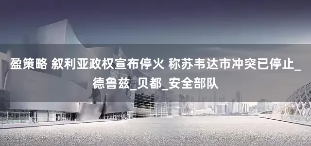 盈策略 叙利亚政权宣布停火 称苏韦达市冲突已停止_德鲁兹_贝都_安全部队
